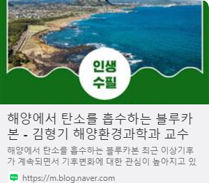 해양에서 탄소를 흡수하는 블루카본 - 김형기 해양환경과학과 교수 사진